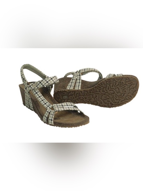 Teva Shoes - Teva Plaid Strappy Wedge Sandals - Brown/Beige Size 11